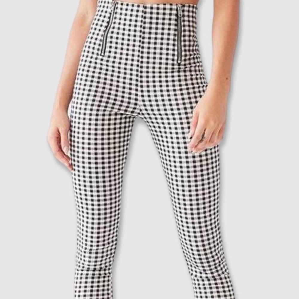I.AM.GIA Black and White Gingham Checkered Straight Leg Pants SIZE S - Picture 2 of 3